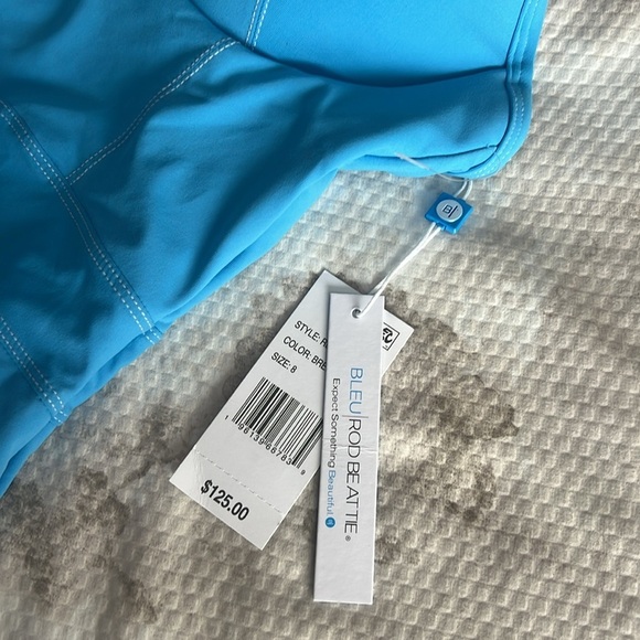 Stylish Blue Stitched One-Piece Swimsuit - Picture 7 of 8